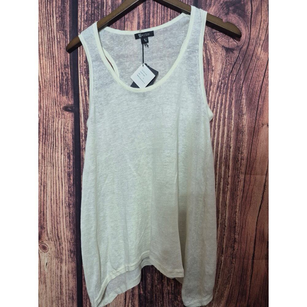 SISTERS Boutique size M Bohemian Halter Top Vintage Knit Blouse New Ivory